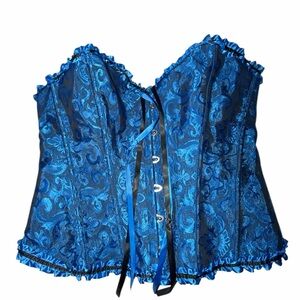 Blue Brocade Corset Top